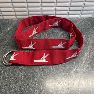 Vineyard Vines Red Belt with Charter Boat Pattern